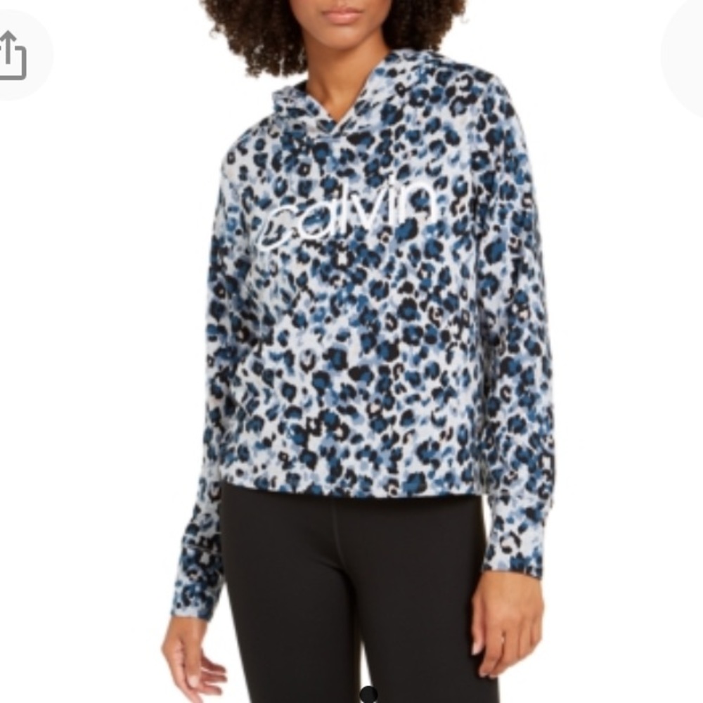 NEW Calvin Klein Jaguar Leopard Print Modal Hoodie Lightweight Top, Size XL